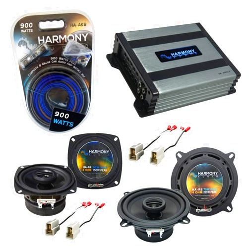Harmony Audio HA-A400.4 Amp Bundle with Harmony Audio HA-R4, Harmony Audio HA-R5 Speakers Compatible with Mazda 626 1986-1987 Factory Speaker Replacement