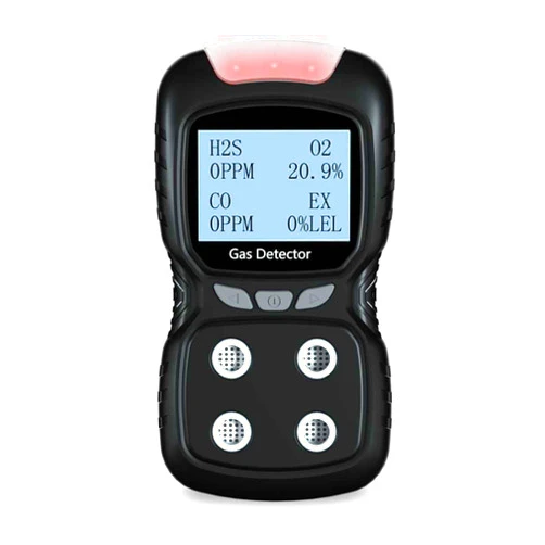 Sooguard Portable 4 Gas Detector, 4 in 1 Multi Gas Monitor Tester，H2S,O2,CO and EX Rechargeable LCD Display Gas Sniffer Alarm，Gas Clip Sound Light Shock Alarm (Black)