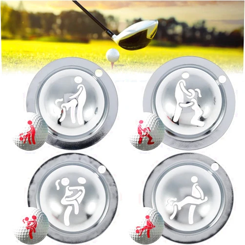 AEVXKHI 4 PCS Golf Ball Marker 6cm Funny Adult Golf Ball Marker Stencil Stainless Steel Personalized Golf Ball Alignment Marking Tool Golf Ball Line Marker Tool
