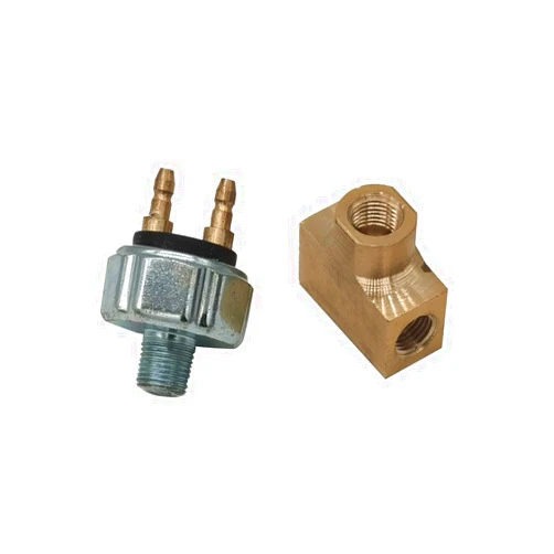 TMaster Low Pressure Hydraulic Brake Light Switch Street Hot Rod,for Any Brake System,Turns Brake Lights on at 45PSI with Brass Tee Fitting, 3/8-24 inv. Flare(2), 1/8 NPT(1)