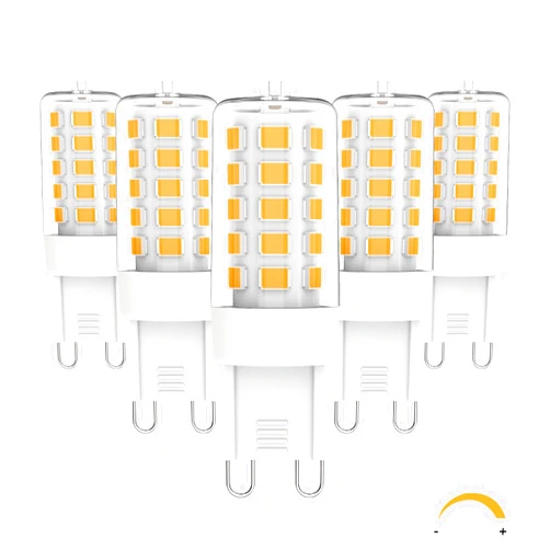 Chinnor G9 LED Bulb Dimmable, 2700K Warm White, T4 Chandelier Light Bulbs G9 Bi Pin Ceramic Base, G9 Base Bulb 120V 400 Lumen 360°Beam Angle, G9 Light Bulbs 4W Equivalent 40 Watt, 5Pack