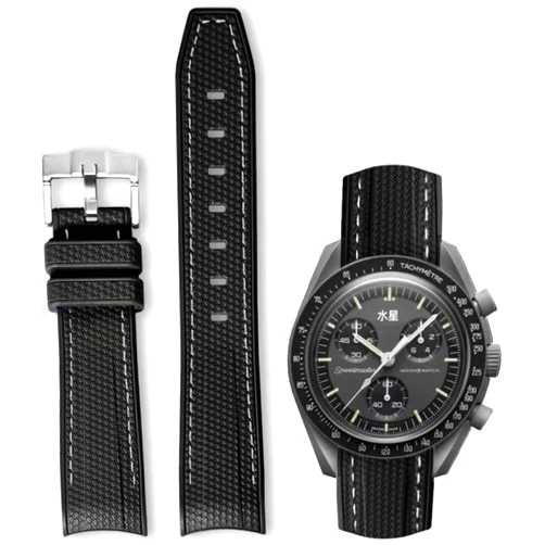 HEYOZURY Watch Bands for Omega X Swatch Moonswatch Watch 20mm Curved Rubber Strap Silicone Watch Band Men Women Replacement Bracelet Omega MoonSwatch Speedmaster No Gap Strap