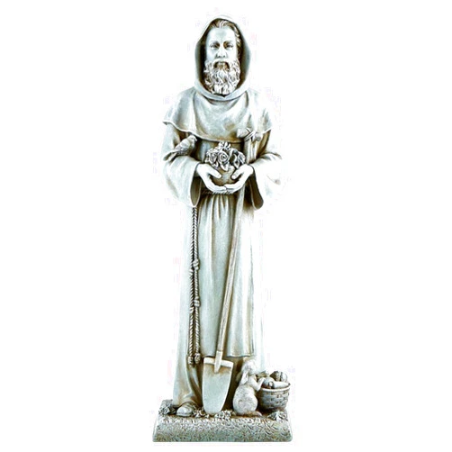 Christian Brands Avalon Gallery Indoor/Outdoor Garden Statue Michael Adams Catholic Gardener Figurine, 12-Inch, Saint Fiacre
