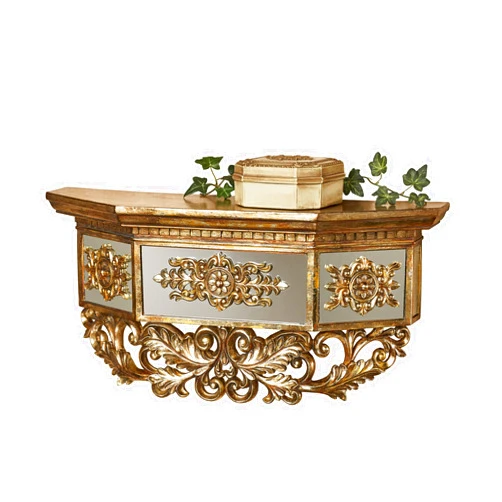 Touch of Class Brya Mirrored Elegant Wall Shelf | Venetian Gold | Made of Resin, Glass | Fancy Glam Aesthetic - Decorative Vintage Floating Shelves for Living Room, Bathroom, Bedroom