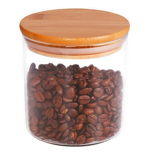 77L Food Storage Jar, 18.6 FL OZ (550 ML), [Thickened Version] 77L Glass Food Storage Jar with Airtight Seal Bamboo Lid - Modern Design Clear Food Storage Canister for Serving Tea, Coffee, Spice and More