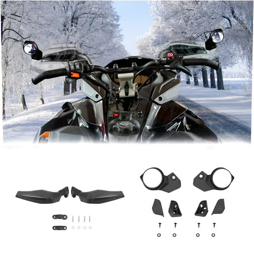 A & UTV PRO Snowmobile Hand Guard and Rear View Mirror Kit for Ski-Doo REV Neo XS XM XP XR XU Accessories, Wind Deflector Handlebar Rearview Convex Side Mirrors, Replace OEM #‎ 860200893,860200789