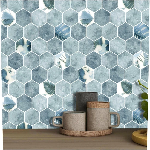 CASAPALACE 10-Sheet Kitchen Backsplash Peel and Stick Tile, Hexagon 3D Tiles, Stick on Wall Vinyl Tiles 12