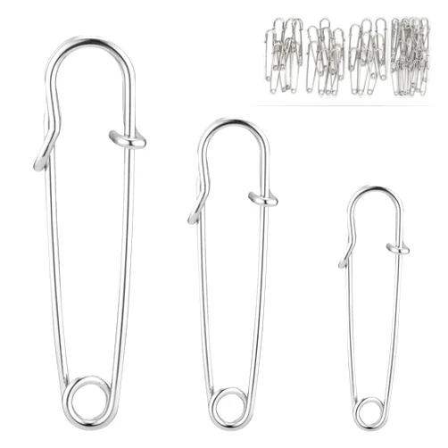 WISYOK 48 Pcs Heavy Duty Safety Pins Assorted Sizes 2'', 2.8'', 3'', Large Safety Pins, Pack of 48 Strong & Sturdy Bulk Pins, for Clothes, Blankets, Crafts, Kilts, Stainless Steel Wire Extra Sturdy