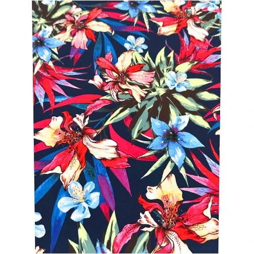 KIKITEXTILES Floral Print Premium Nylon Spandex Fabric - Ultra-Soft & Stretchy 4-Way Stretch Fabric - Perfect for Activewear, Swimwear, Dancewear & More - 1 Yard - 58 Inch Width