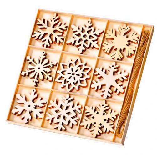 IDATOO Snowflake Ornaments, 36PCs Unfinished Wooden Snowflakes Cutouts for DIY Christmas Decorations, Neutral Christmas Decor, Boho Xmas Tree Hanging Embellishments for Home Office (36 pcs)