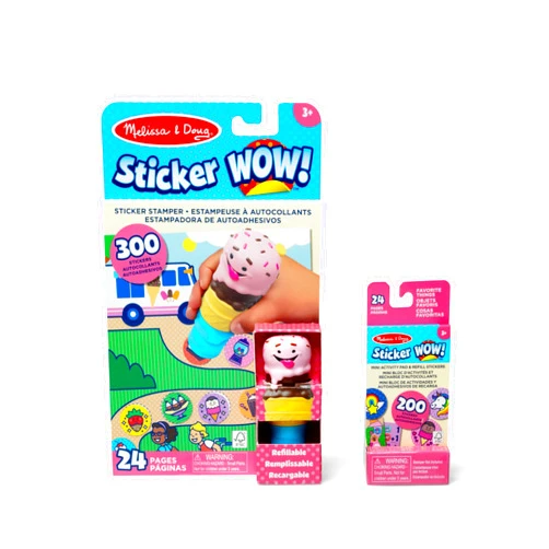 Melissa & Doug Sticker Wow!™ Ice Cream Bundle: 24-Page Activity Pad, Sticker Stamper, Mini Activity Pad, 500 Stickers, Arts and Crafts Fidget Toy Collectible Character