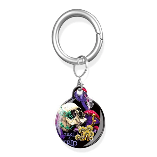 BBAUER Compatible with AirTag Case Cover, Cute Protective Tracker Case with Loop Keychain Holder for Airtag Scratch Resistant Airtag Holderr for Wallet,Luggage,Cat,Dog,Pets(Mushroom and Skull)