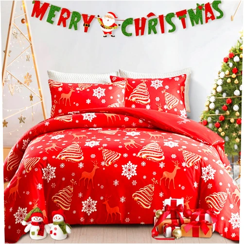 Nayoroom Christmas Duvet Cover Queen Size Red Reindeer White Snowflake Bell Printed Reversible Comforter Cover 3Pcs Xmas Theme New Year Holiday Bedding Set with 2 Pillow Shams