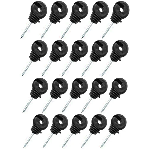 TAODAN 20PCS Ring Post Wood Post Insulator, Screw-in Ring Insulator, Plastic Electric Fence Insulator Set, Black