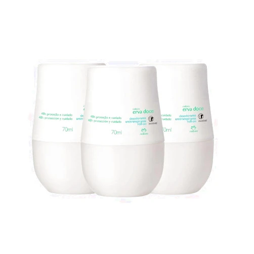 Natura - Linha Erva Doce - Kit de 3 Desodorantes Antitranspirantes Roll-on (3 x 70 Ml) - (Fennel Collection - Set of 3 Roll-on Antiperspirant Deodorants (3 x 2.37 Fl Oz))