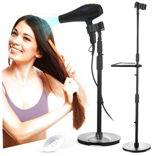 Fanwer Hands-Free Hair Dryer Stand Holder with Strong Suction Base-63in/160cm Height Adjustable Floor Blower Stand Holder, 180 Degrees Rotatable Larger Clamp Countertop Blow Dryer Stand for Salons or Home Use