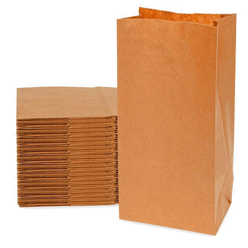 Prime Line Packaging Disposable Kraft Brown Lunch Bags, Small Paper Bags for Takeout Goodies, Groceries, Snacks & Treats, Bulk - 5x3.13x9.75 (4LB)