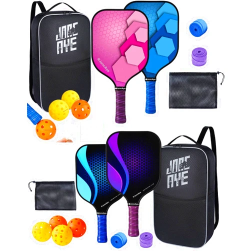 JoncAye Pickleball-Paddles-Set-of-4, JoncAye Pickleball Rackets with 8 Balls, Paddle Bag, Ball Bag, Lead Tape, Ball Retriever | Light Pickle-Ball-Raquette-Set-of-4 with Accessories for Adults, Kids, Gifts