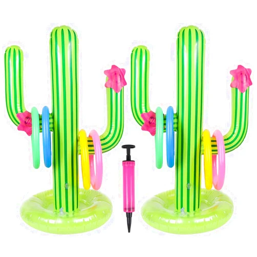 EVERMARKET 2 Pack Inflatable Cactus Ring Toss Game Sets,Cactus Pool Game Toys Target Toss Floating Swimming Summer Game Toys for Mexican Fiesta Party Accessories Hawaiian Pool Beach Party Decoration Supplies