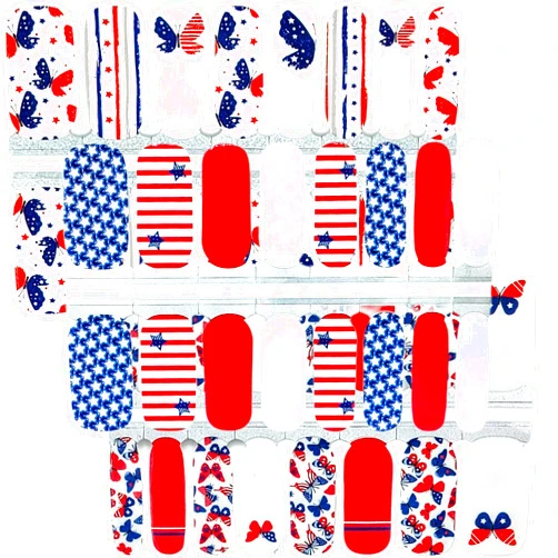 VALERIE ALLEN Nail Wraps for Short Nails 48 Nail Strips Full Nail Stickers Full Nail Wraps Stick on Nail Polish Strips 4th of July Nail Stickers Independence Day Nails Wrap Strips (Patriotic Bundle 1)