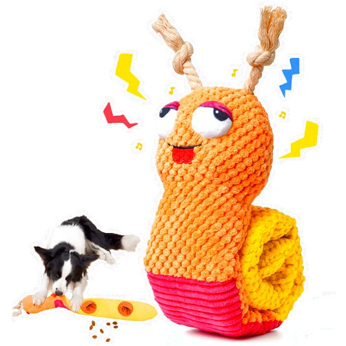 Lilfrd Dog Enrichment Toys - Dog Puzzles Squeaky Treat Dispensing Crinkle Plush Snuffle Toys - Dog Treat Toy for Small Medium Large Dogs Tough Funny Soft Puppy Toy, Snail