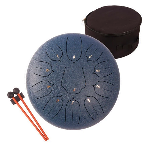 LOMUTY Steel Tongue Drum - 11 Notes 12 inches - Percussion Instrument -Handpan Drum with Bag, Music Book, Mallets, Finger Picks Dark Blue