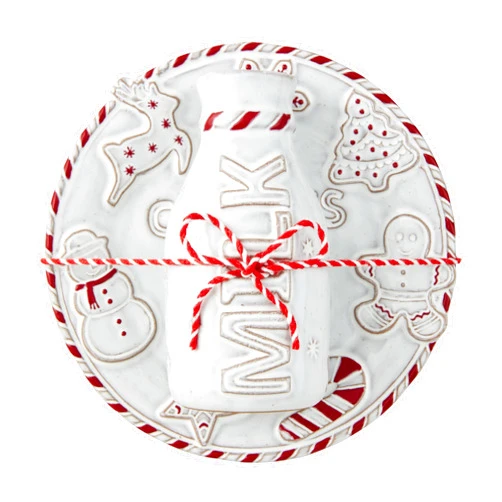 Mud Pie Gingerbread Milk Santa Set PLATTERS & Trays, plate 6 1/2
