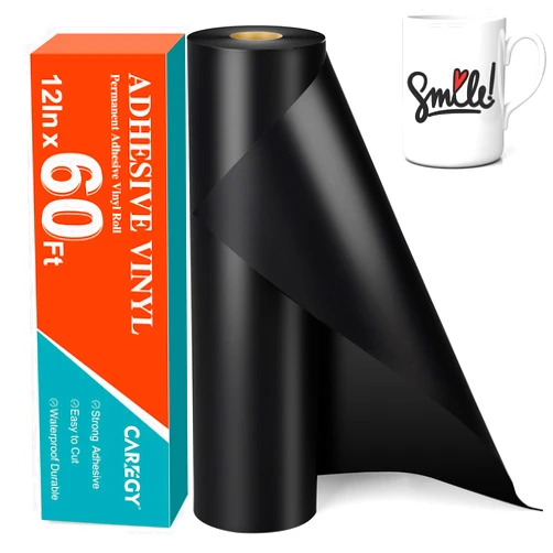 CAREGY Black Permanent Vinyl, Matte Black Adhesive Vinyl for Cricut - 12