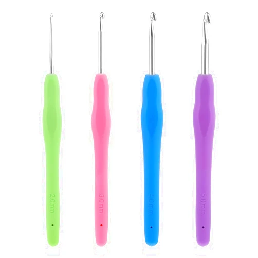 Molain 4Pack Crochet Hooks, 2.0/3.0/4.0/5.0mm Crochet Needles Set Ergonomic Soft Grip Handle DIY Yarn Weaving Tools for Knitting Gloves, Shoes, Bags, Hats, Socks, Scarf