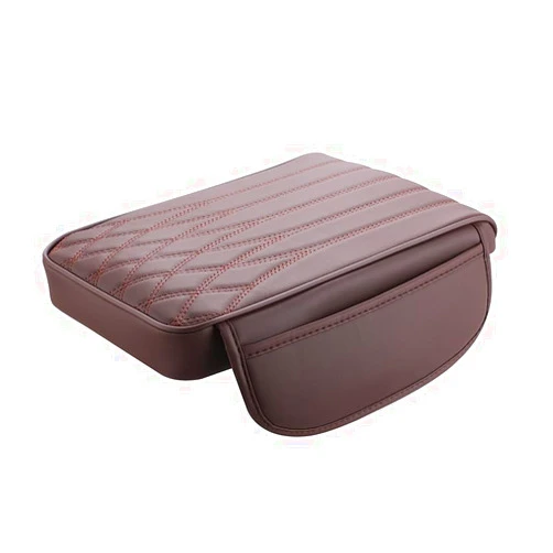 ST SoleMe.Tc Car Center Console Cover with Side Pockets Leather Car Armrest Storage Box Padded Cushion Waterproof Auto Elbow Arm Rest Cover Pad Memory Foam Vehicle Accessories Interior, Brown(S)