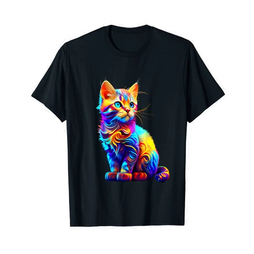 Cat Kitten Kitty Lover for Men Women & kids Cute Cat for Kitten Lovers Colorful Art Kitty Adoption T-Shirt