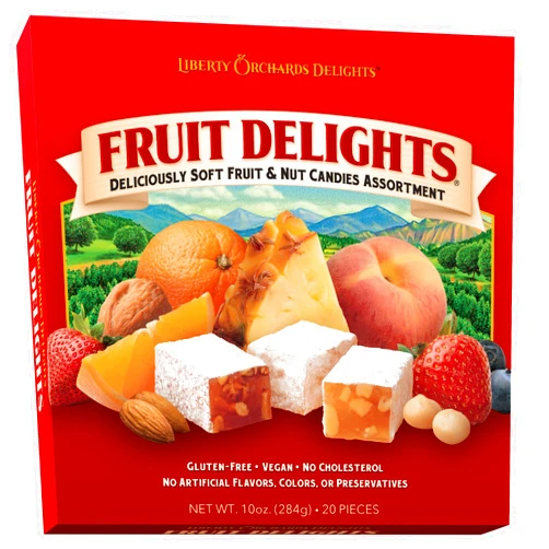 Liberty Orchards, Fruit Delights - Assorted Vegan Fruit and Nut Candies, Turkish Delight Gourmet Snack 10 Oz.