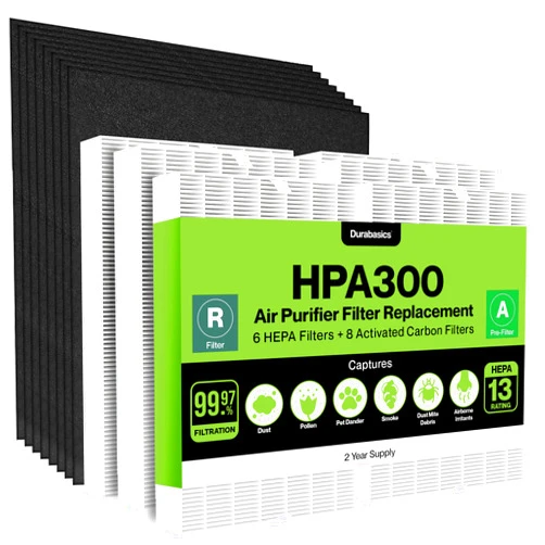 Durabasics 6 HEPA Filter Set for HPA300 Honeywell Air Purifier Filters & Honeywell HPA300 - For Honeywell Air Purifier Filter Replacement HPA300 - Replacements for Honeywell Filter R & HPA300 Filter