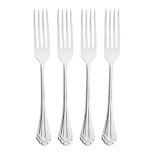 Oneida Marquette Fine Flatware Salad Forks, Set of 4, 18/8 Stainless Steel, Silverware Set, Dishwasher Safe, Silver