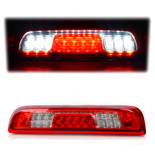 LQI Rear LED Third Brake Light Compatible With 2014-2018 Chevy Silverado/GMC Sierra1500/2500HD/3500,3RD Cargo Led Tail Lamps Red Clear Lens Chrome Housing