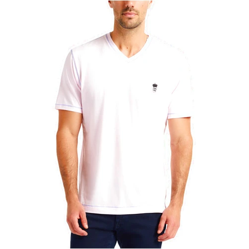 Robert Graham Men's Damien Short-Sleeve, V-Neck Top with Colorful Seams, Comfortable Fit & Richly Detailed for Wear