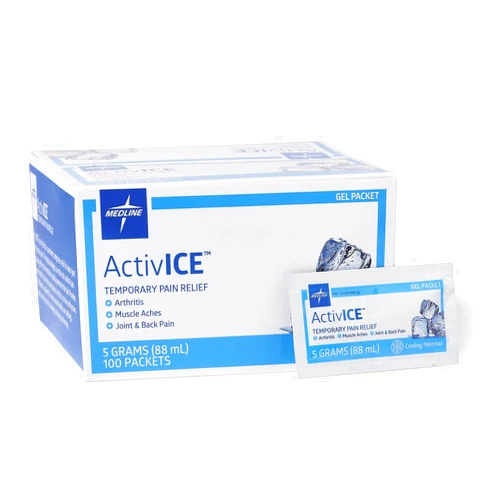 Medline ActivICE Topical Pain Reliever Gel, Great for Arthritis, Muscle Aches and Back Injuries, 5 grams - 100 Packs