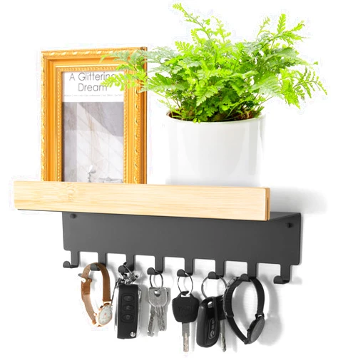 FANYITY Key Holder Wall Mount,Key Hooks for Wall with 8 Stainless Steel Key Hooks and Mail Organizer for Entryway Hallway Kitchen Farmhouse Decor (Key Hooks-8)