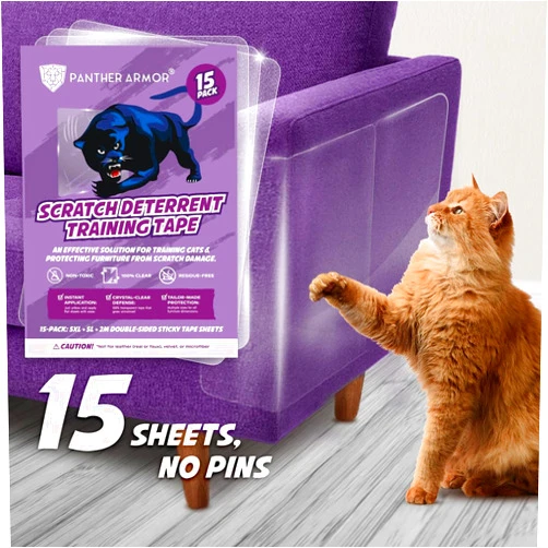 Panther Armor 15-Pack Anti Cat Scratch Deterrent, Couch Protector from Cat Claws, Cat Training Tape, Anti Scratch Cat Tapes, Cat Scratch Couch Protector