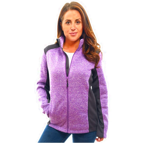 TrailCrest Womens Unique Speckled Zip Up Knit Sweater Fleece Jacket, Heather All Season Cardigan