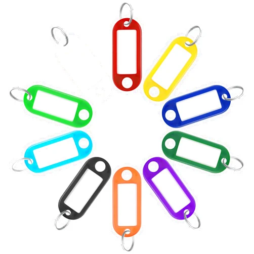 Uniclife 40 Pack Tough Plastic Key Tags with Split Ring Label Window, Assorted Colors