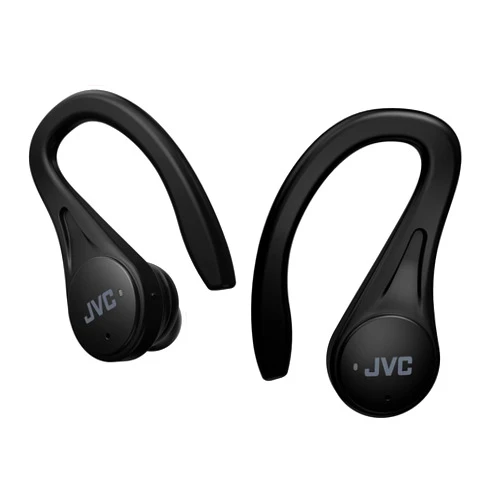 JVC Sport True Wireless Earbuds Headphones, Lightweight and Compact, Long Battery Life (up to 30 Hours), Sound with Neodymium Magnet Driver, Water Resistance (IPX5) - HAEC25TB (Black), Small