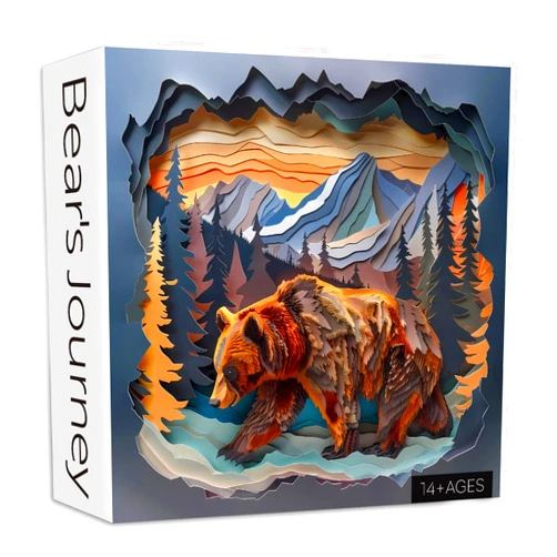 PPuzzling Animal Bear Puzzles for Adults 1000 Pieces, Difficult Hard Challenging Paper Cut Jigsaw Puzzles, Nature Plant Forest Mountain Puzzle as Home Decor
