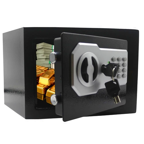 Yuanshikj Key Electronic Keypad Security Safe Lock Box Steel Digital Deposit for Home Office Hotel Business Cash Jewelry Storage (BLACK, 0.2 CF)