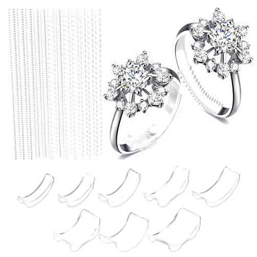 Yolev 20 Pcs Ring Sizers for Loose Rings Invisible Ring Size Adjuster Guard Resizer Ring Tightener Spacers for Women Loose Ring Sizing Kit 2 Styles Fit Any Ring Extender Make Ring Fit Tighter
