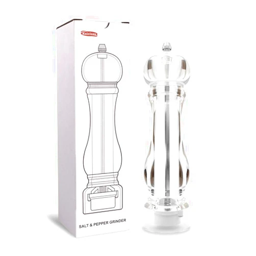 Kaiciuss Salt Pepper Grinder Mill Arcylic,the Best Peppercorn Grinder with Adjustable Mill-Clear
