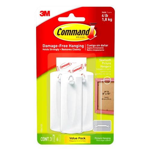 Command 10014485 Picture-Hanging Hooks, Large, White, 3 Count