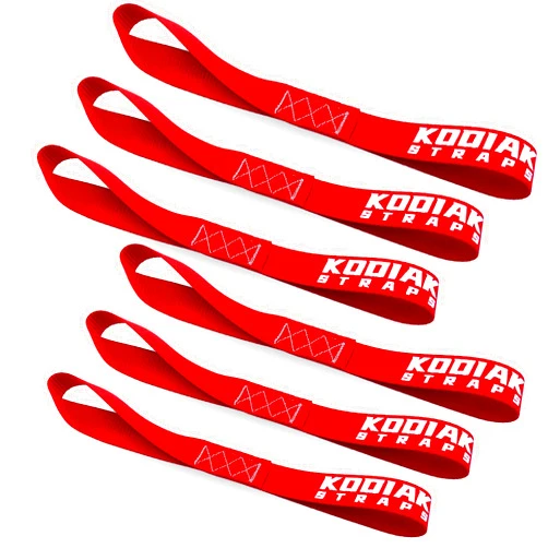 KODIAK STRAPS Soft Loop Tie Down Straps - 1.5 x 18 inches- 10,000 lb Load Capacity - Red 6 Pack - Loops for Securing ATV, UTV, Motorcycles, Scooters, Dirt Bikes, Lawn & Garden Equipment by KODIAK STRAPS