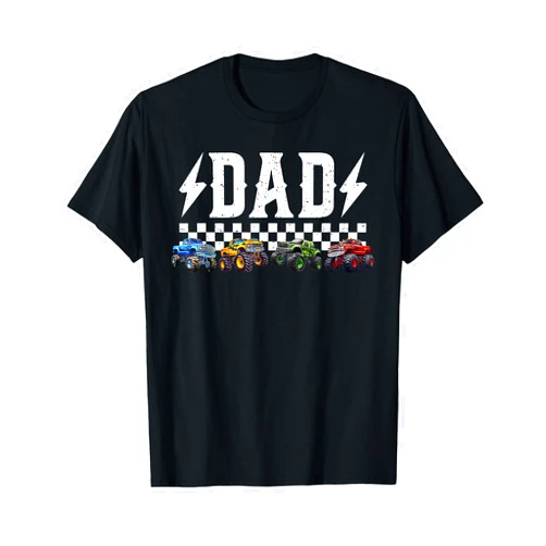 Family Matching Outfit Monster Truck Birthday Tee Dad Retro Monster Truck Family Crew Birthday Matching T-Shirt