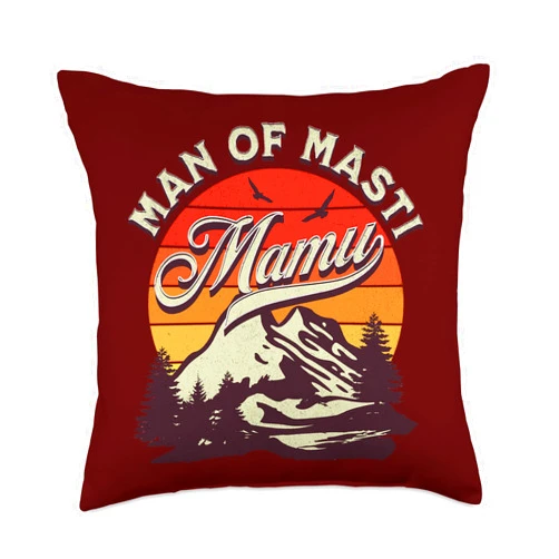 Gift for those who love Urdu Hindi culture Man of Masti, Cool Pakistani Mamu Desi Uncle Throw Pillow, 18x18, Multicolor